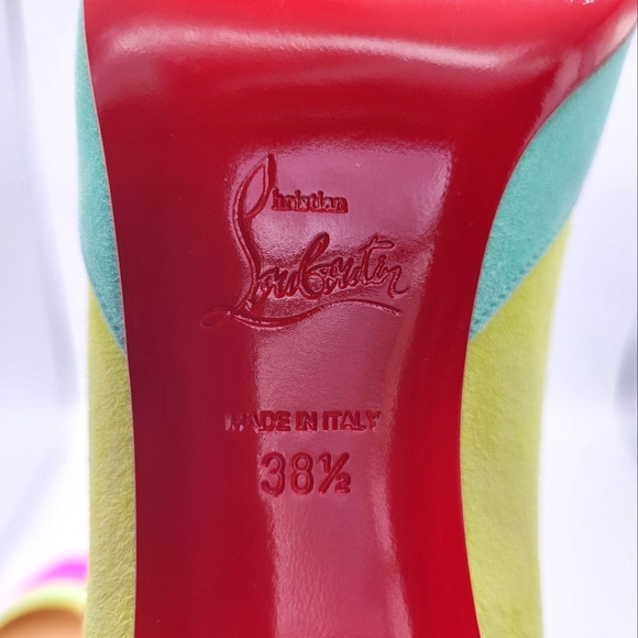 Christian Louboutin Arkanciella 55 Colorblock Suede Pumps Block Heels Multi 38.5 - Picture 13 of 16